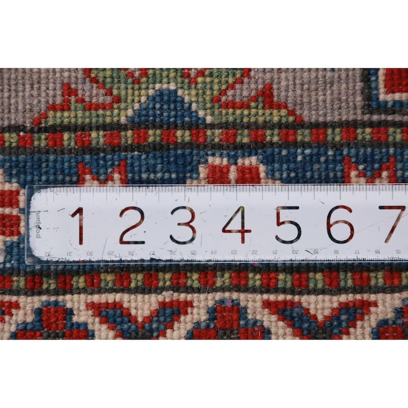 Hand Knotted Oriental 100% Wool Carpet Traditional Geometric Greys & Charcoal Kazak Area Rug - 13' 7'' X 9' 10''