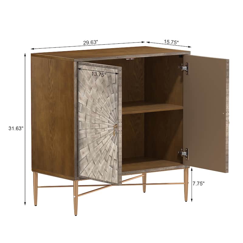 Clihome 2 Door Vintage Wood Buffet Storage Sideboard Accent Cabinet