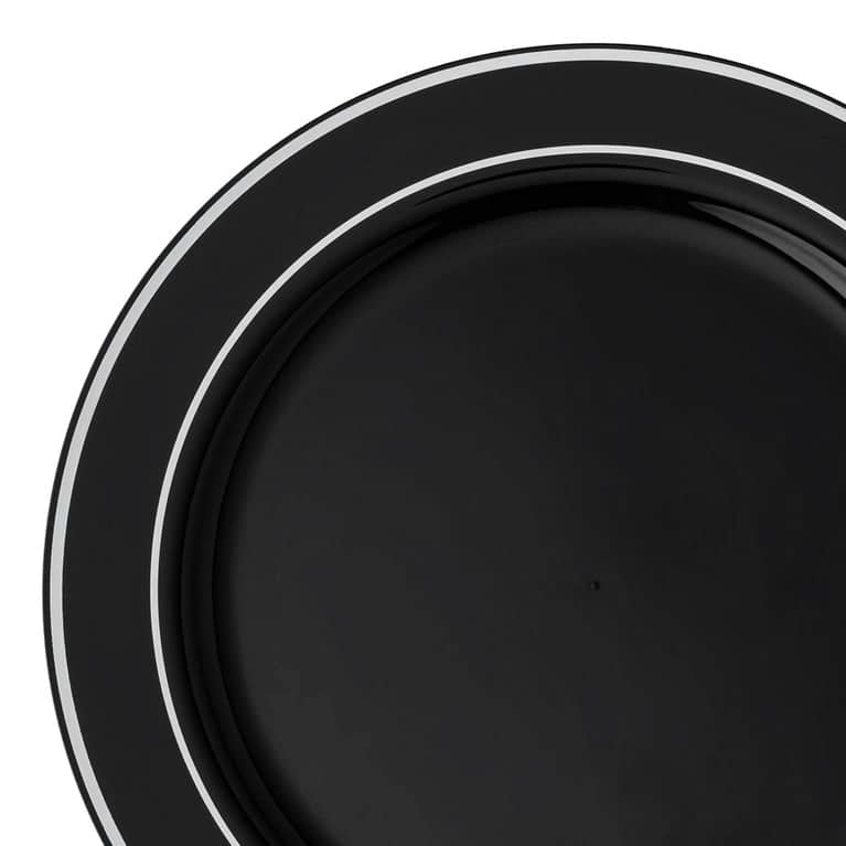 Shiny Round Edge Rim Disposable Plastic Plate Packs - Party Supplies