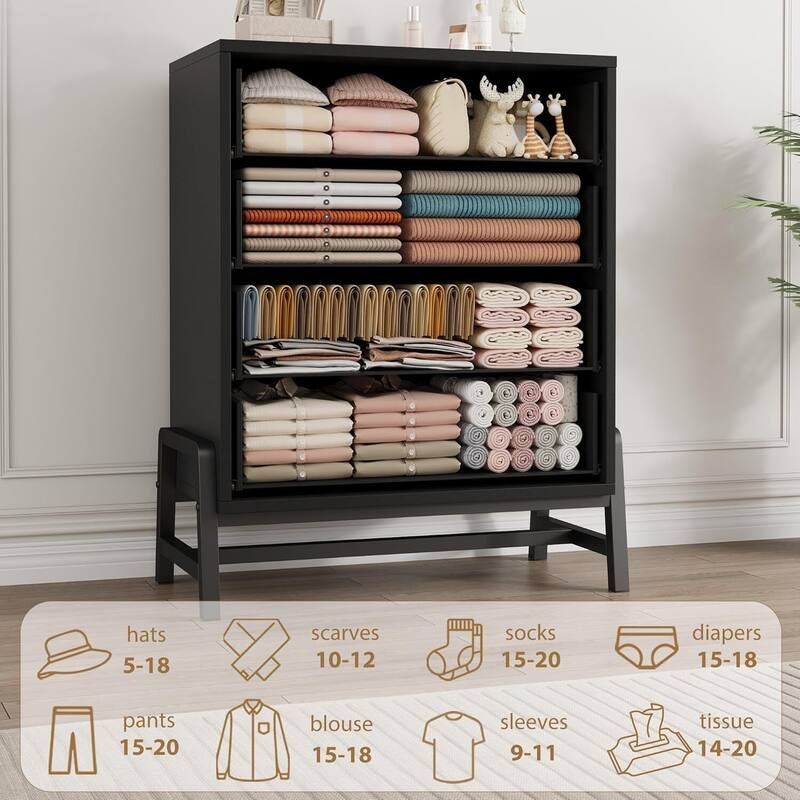 4 Drawer Freestanding Dresser Storage Chest for Living Room, Bedroom