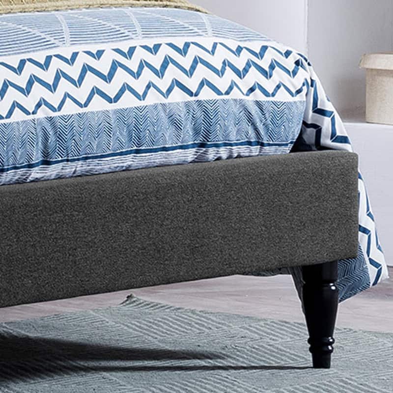 Queen Size Platform Bed with Metal Base Legs and Wood Slat Support, Upholstered Wingback Bed Frame with Tufted Button Headboard