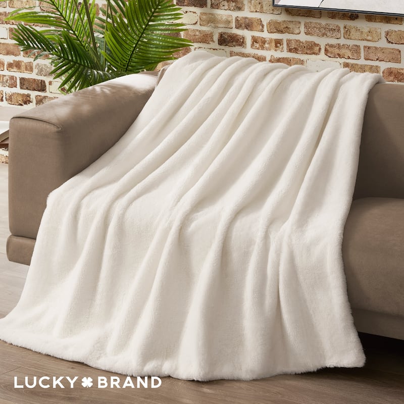 Lucky Brand Solid Synthetic Fur Rabbit 50" x 70" Throw Blanket
