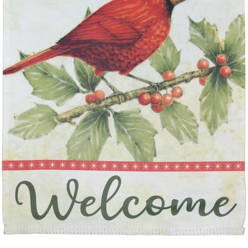 Green and Red Cardinal Christmas Outdoor Garden Flag 18" x 12.5" - 18" x 12.5"