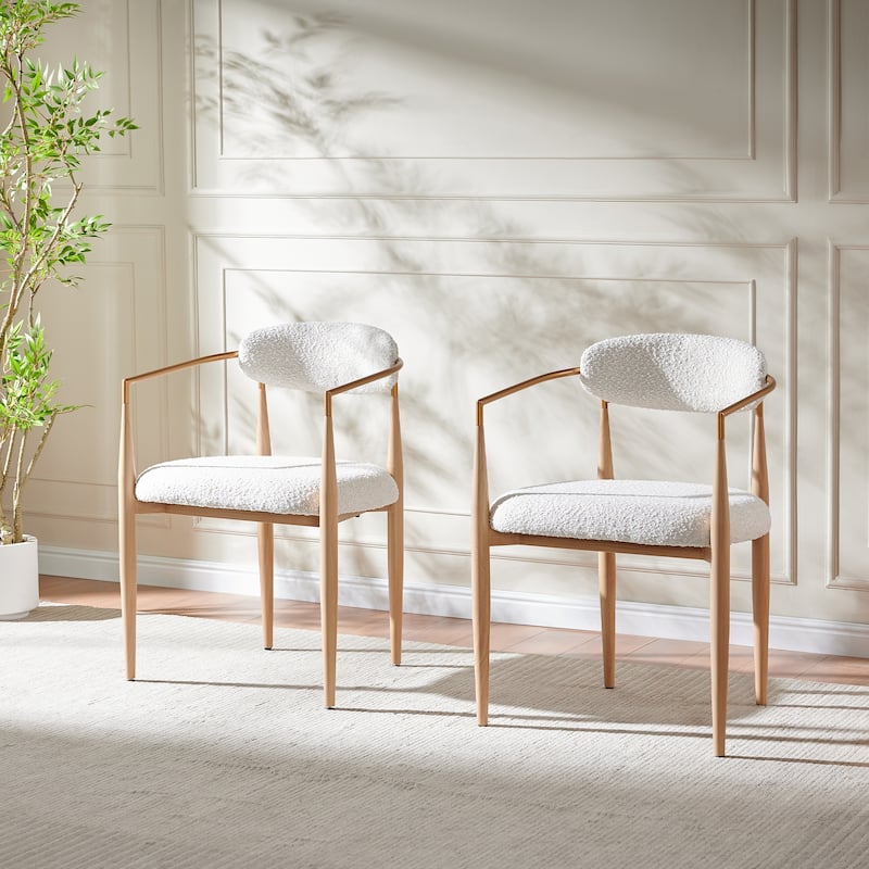 Morden Fort Modern Boucle Dining Chairs Armchair Set of 2