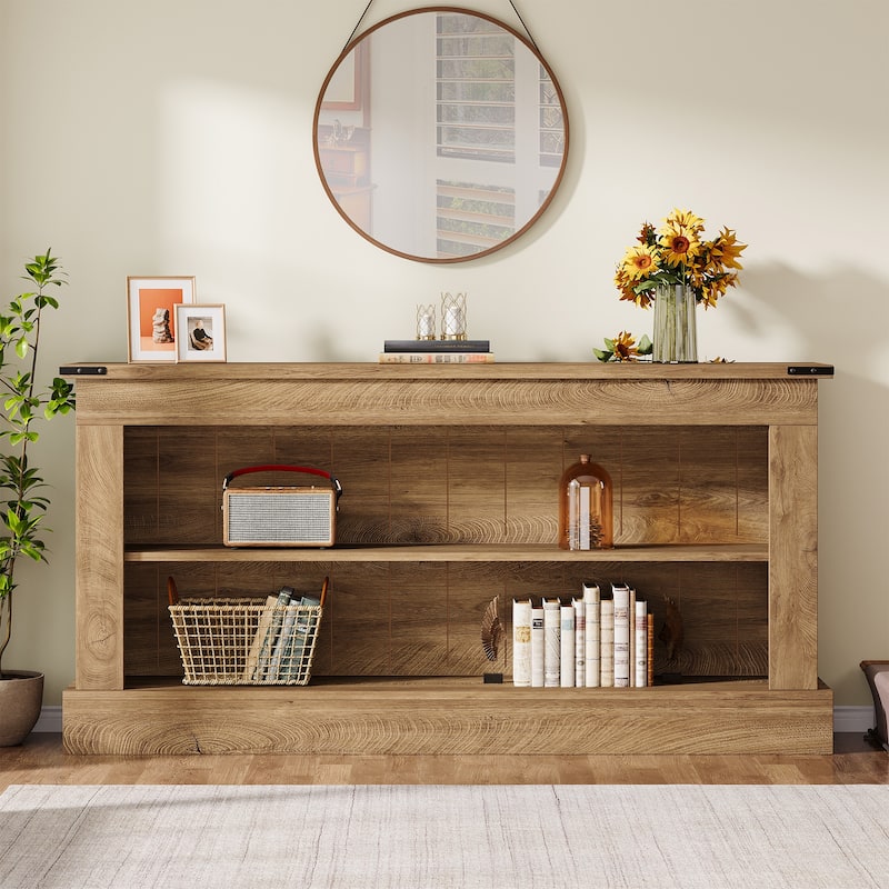 63 Inch Long Console Table with 3 Tiers Storage Shelves for Entryway - 11.81"D x 63"W x 33.3"H