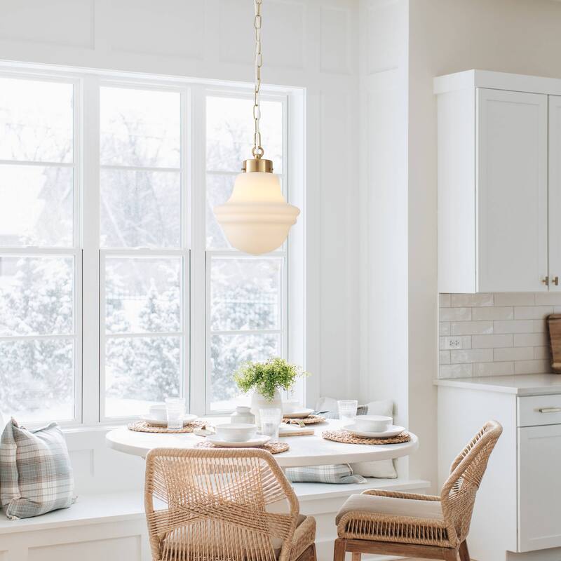 1- Light 8.26'' Wide Dimmable White Milk Glass Pendant