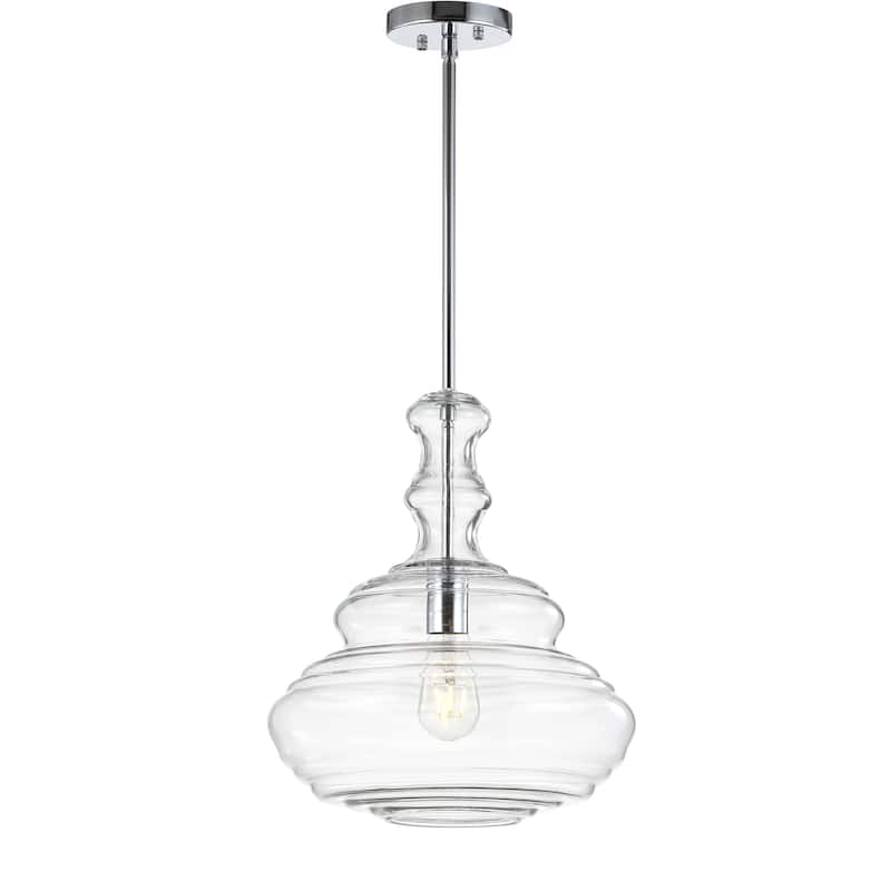 Monkey 13.37" Glass/Metal LED Pendant, by JONATHAN Y