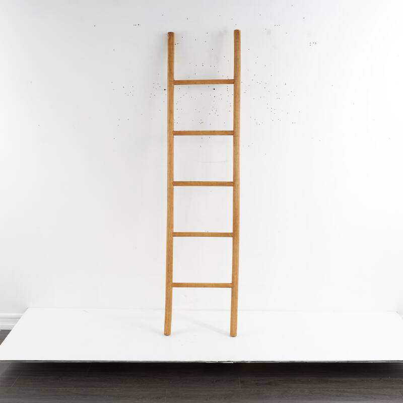 Wood Handmade 5 Rack Partition Ladder - Brown - Roche River Decor