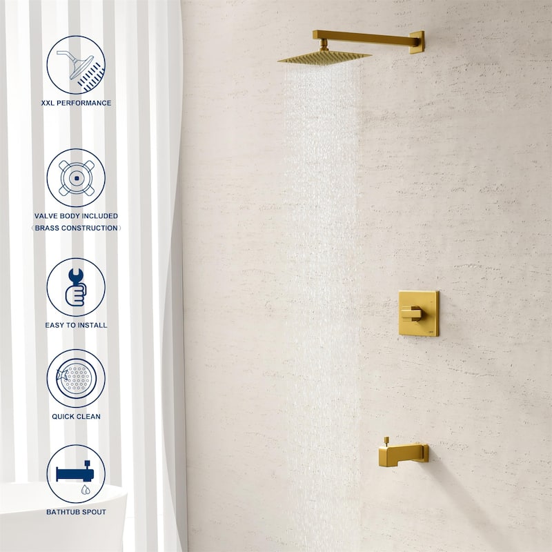 PROOX Wall Mount Tub and Shower Trim Kit with Single-Spray Shower Head