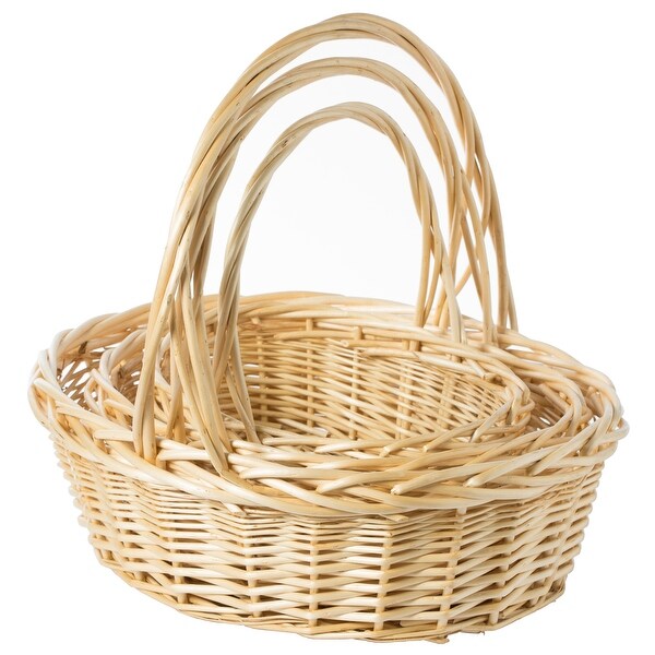 Natural Willow Oval Shaped Gift Basket Fruit Bowl Bread