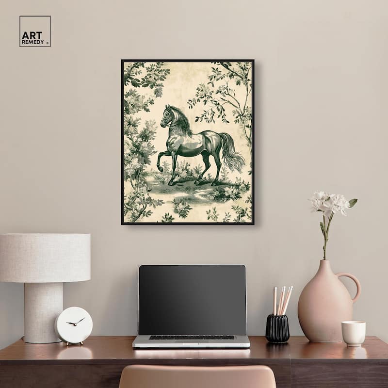 Equestrian Etching Canvas by Art Remedy
