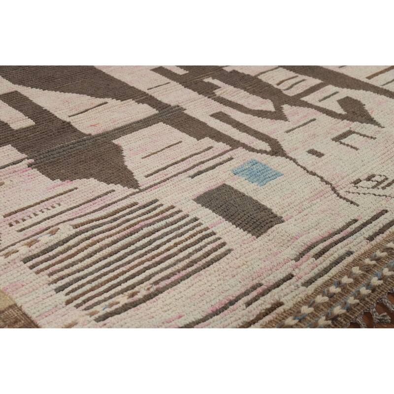 Abstract Moroccan Modern Area Rug Handmade Wool Carpet - 8'0" x 11'11"