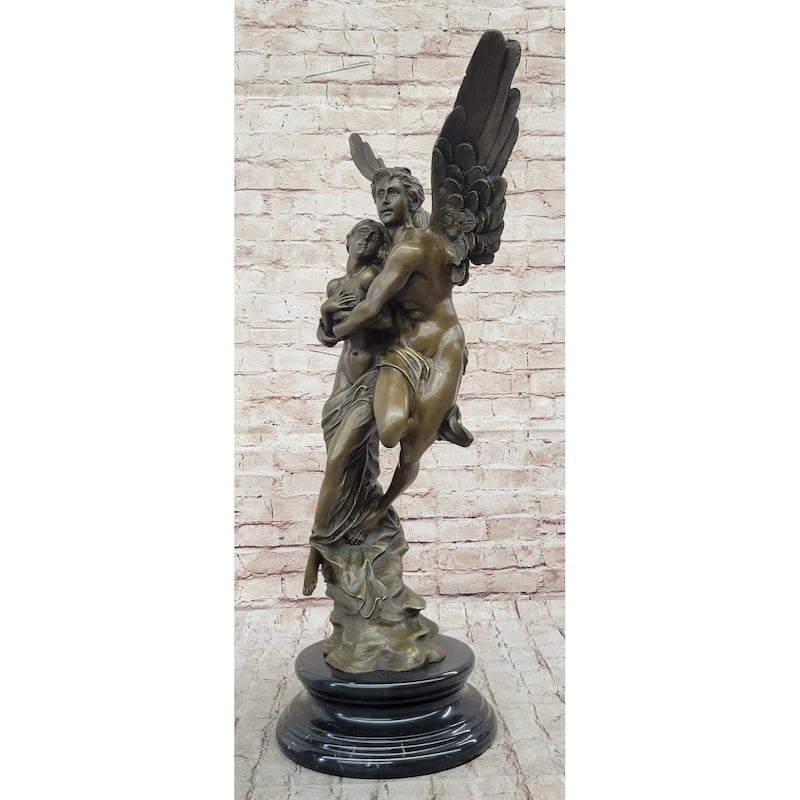 Psyche Cupid Eros Aphrodite Venus Winged Angel Lovers Romance Bronze Sculpture Statue French