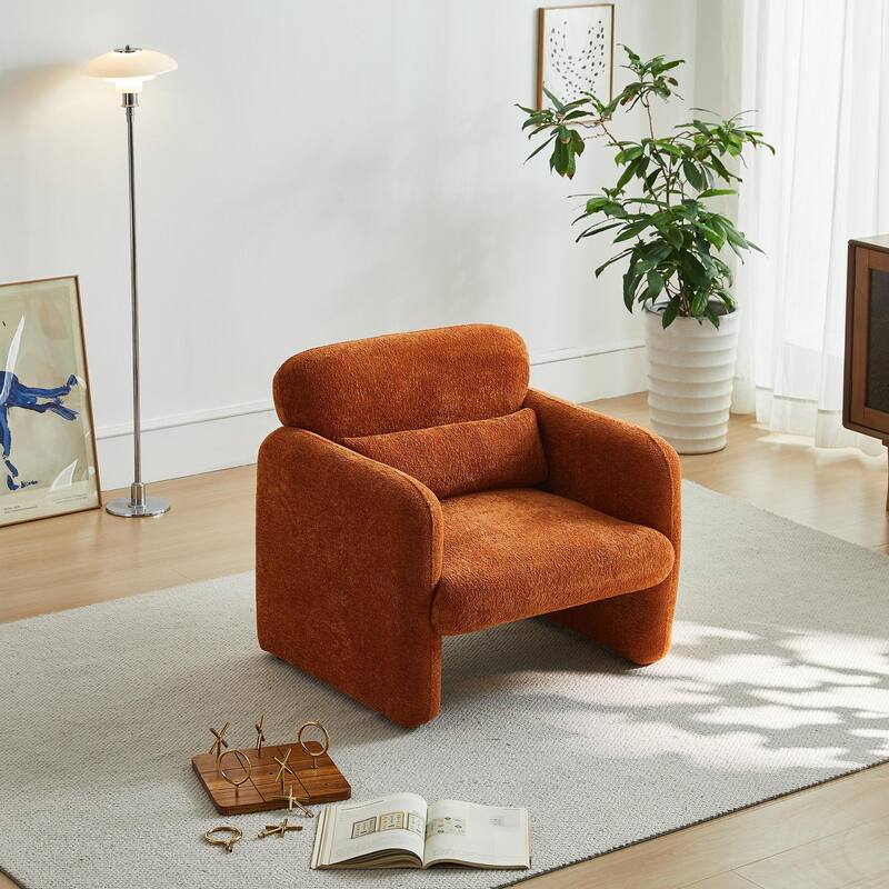 Accent Chair, Curved Back Single Armchair, Plush Upholstered