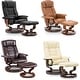 preview thumbnail 21 of 40, Mcombo Swiveling Recliner Chair with Wood Base and Ottoman