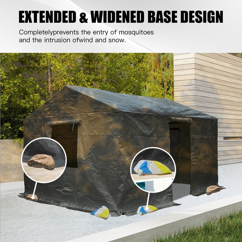 Domi 8' x 8' Universal Winter Gazebo Cover, All Season Waterproof Enclosed Cover with Sidewalls & Ventilated Mesh Windows, White