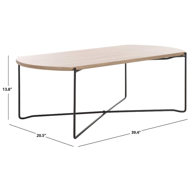 SAFAVIEH Leva Coffee Table - 39.4 In. W x 20.5 In. D x 13.8 In. H - 39Wx21Dx14H - Light Grey Oak