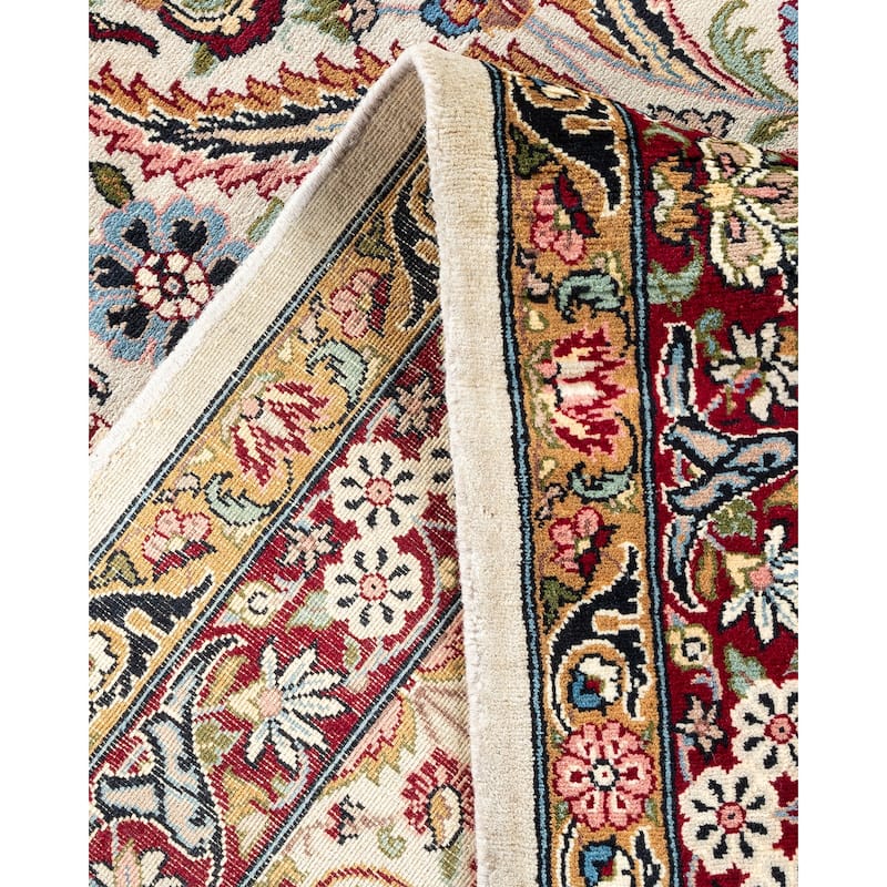 Overton Hand Knotted Wool Vintage Inspired Traditional Mogul Ivory Area Rug - 8'0" x 10'9"
