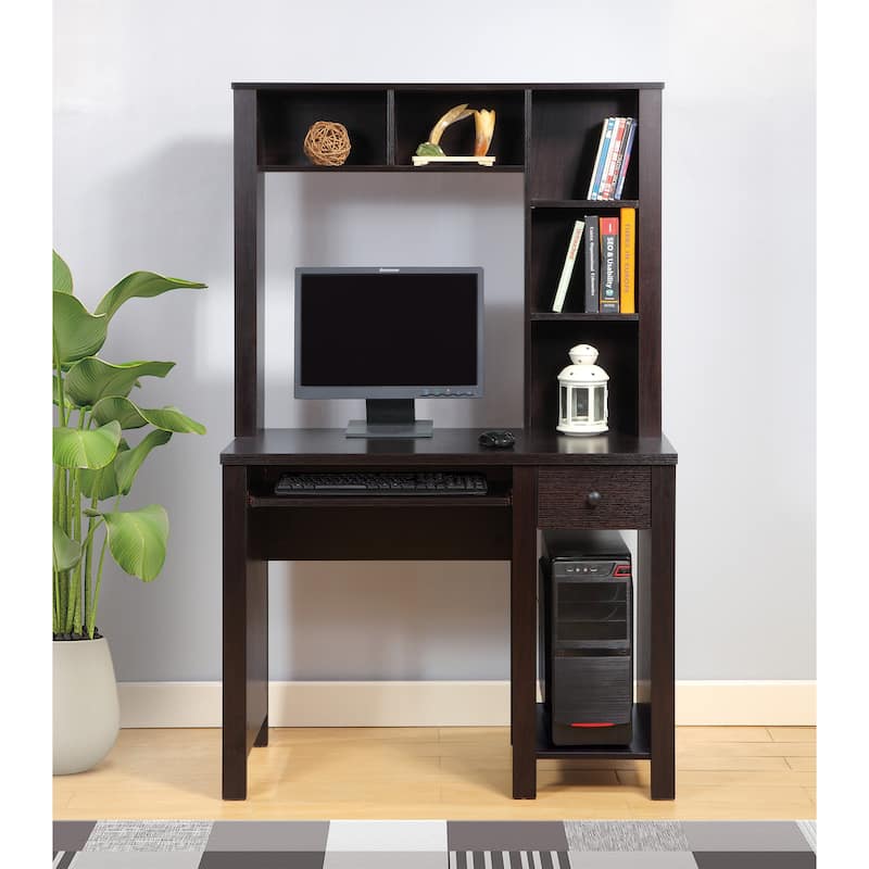 39"W Student Desk with Hutch for Home Office Desk - Red Cocoa Espresso