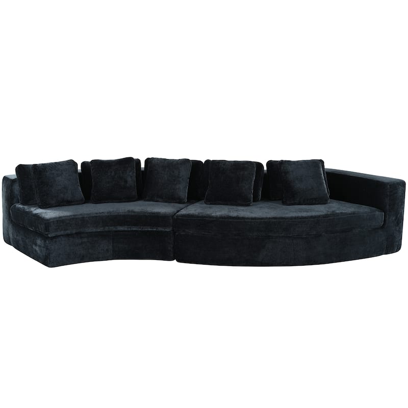 115.7" Chenille Modular Sofa Set with Curved Design - 4-Seater and 5 Cushions (No Assembly Required)