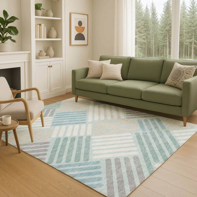 Machine Washable Indoor/ Outdoor Modern Weave Chantille Rug