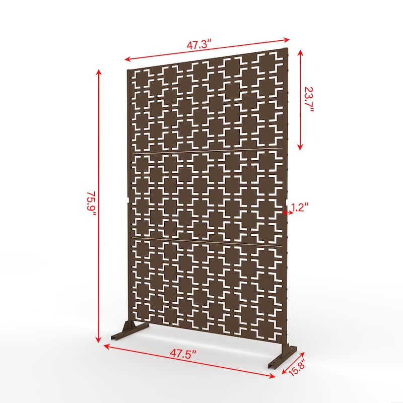Outdoor Privacy Screen with Stand for Patio Garden Metal Fence