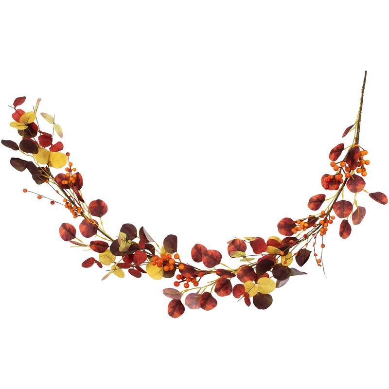 5' x 8" Berries Maple Leaves Artificial Fall Harvest Garl, Unlit