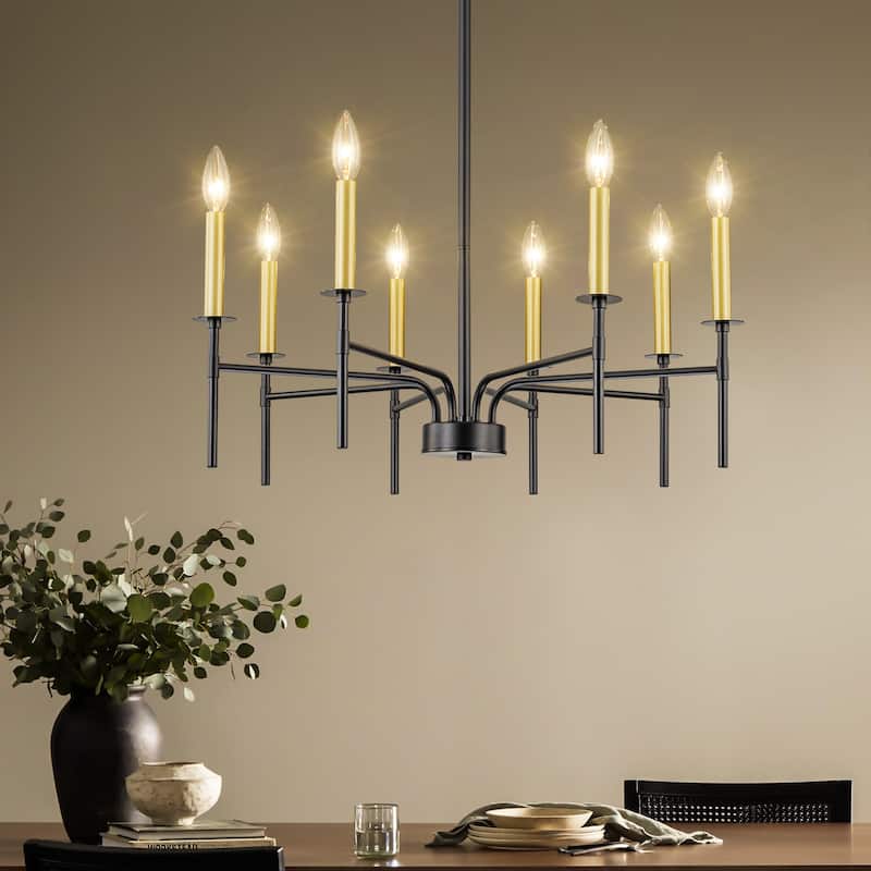 Starsky 8-Light 27'' Traditional Classic Candle Farmhouse Chandelier