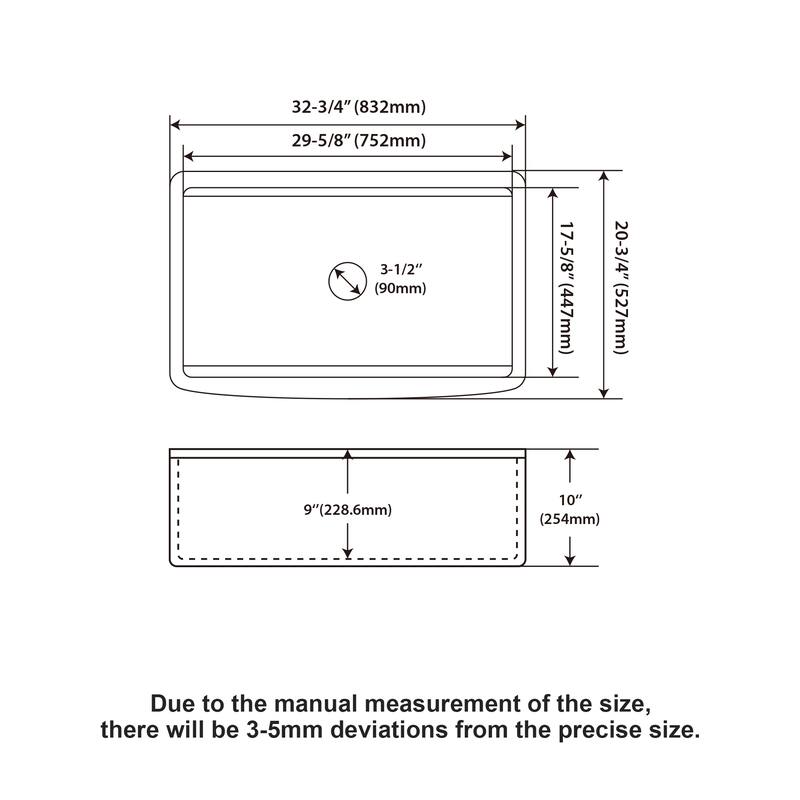 33" White Farmhouse Kitchen Sink Workstation - 33 x 21 x 10 inch White Porcelain Ceramic Sngle Bowl Kitchen Sink