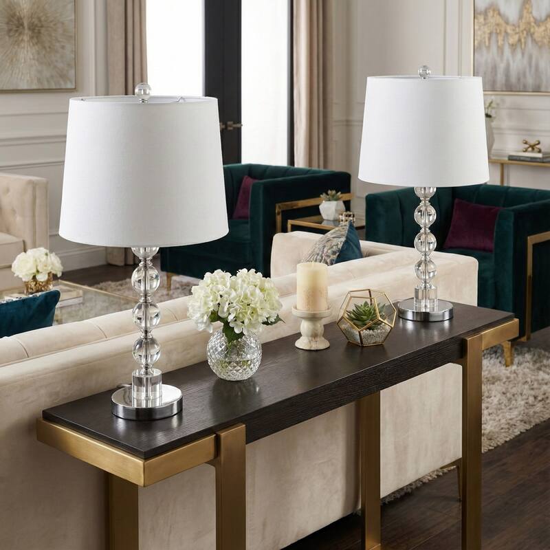 Decorative Glass Table Lamp - Set of 2 - 22.0" - Silver/ Metallic - 22.0"