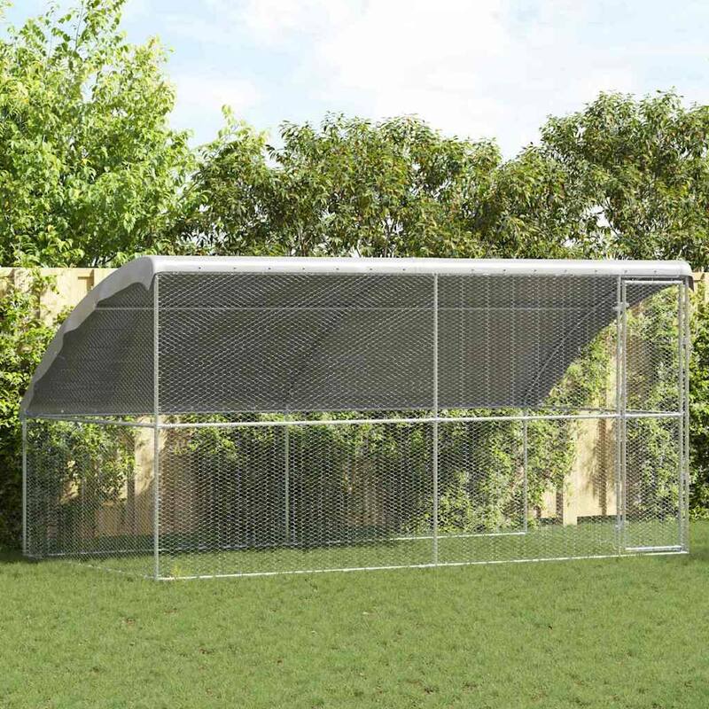 vidaXL Chicken Cage Silver 400 x 200 x 198.5 cm Galvanised Steel - 157.5