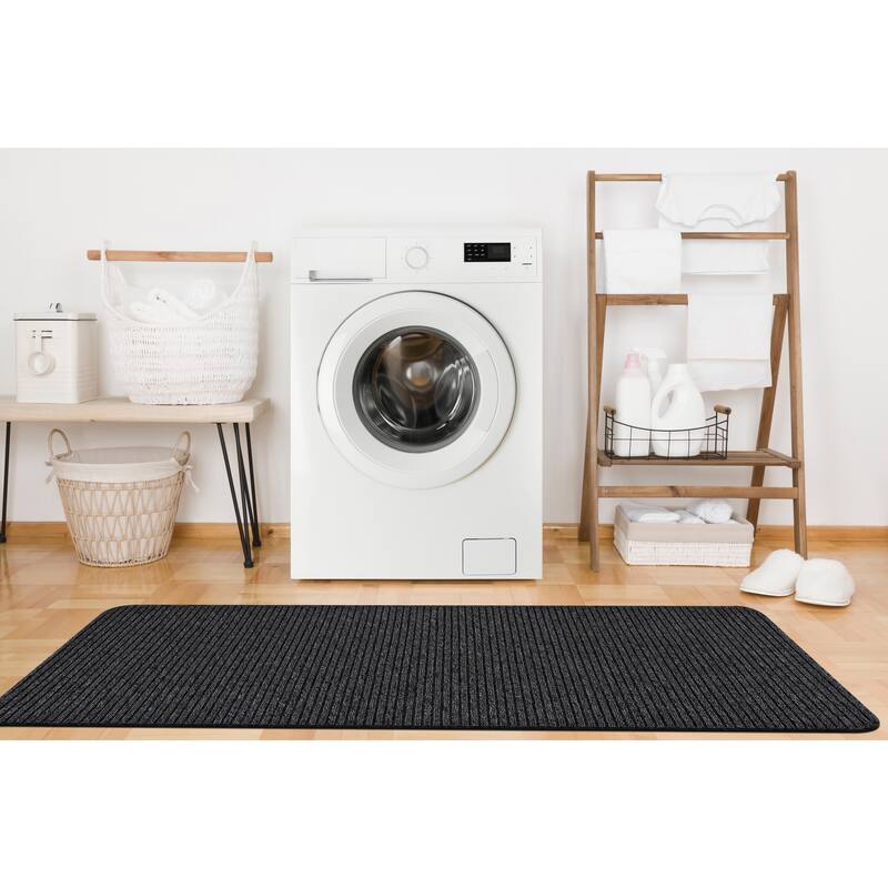 Beverly Rug Non Slip Stair Treads, Matching Landing Rug, Washable Runner Rug for Hallway - 20'' x 59'' Runner - Dark Grey