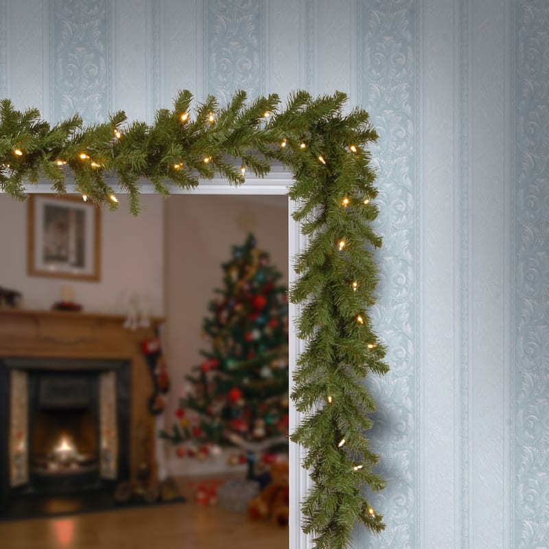 National Tree Company 9' x 10" North Valley Spruce Garland with 50 Dual LED Lights - 9 ft