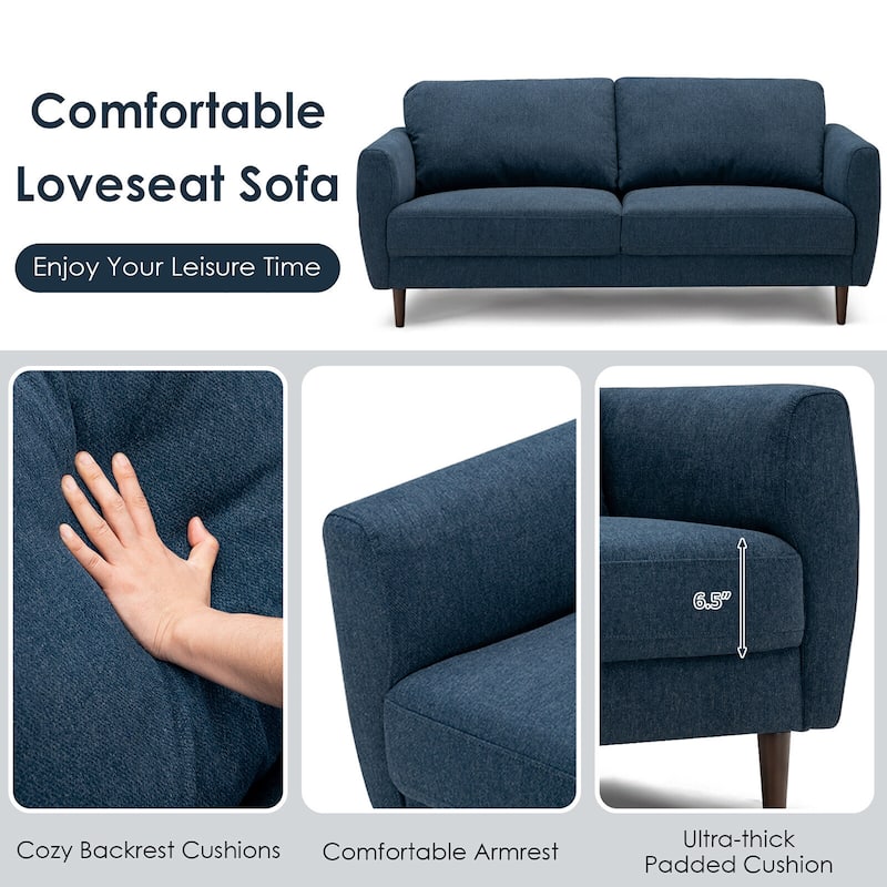 Gymax 72'' Fabric Sofa Couch Living Room Small Apartment Furniture w/