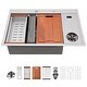 preview thumbnail 1 of 7, 33 in. Drop-In/Topmount Single Bowl 16 Gauge Brushed Nickel Stainless Steel Workstation Kitchen Sink with Glass Rinser Silver