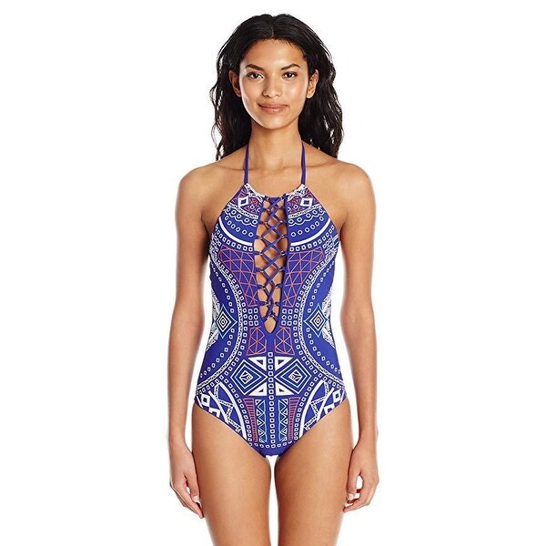 trina turk women's high neck halter one piece swimsuit