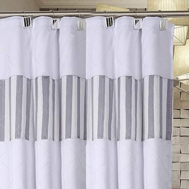 Creative Scents Quilted Mirror White Shower Curtain Hooks - Set of 12
