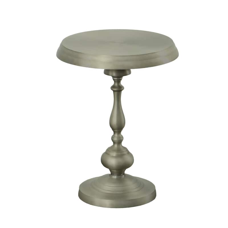 Pedestal-Style Aluminum Accent Table - 24" - Antique Nickel