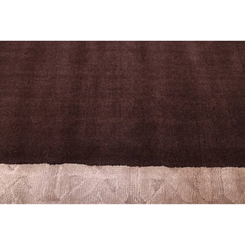 ECARPETGALLERY Hand Loomed Loreto Dark Brown Viscose, Wool Rug - 5'3 x 7'7