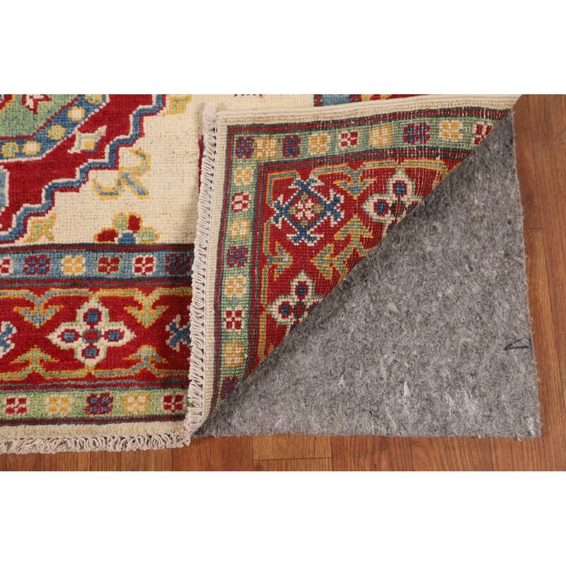 Kazak Area Rug Hand-Knotted Oriental Beige Wool Carpet - 4'0" x 6'0"