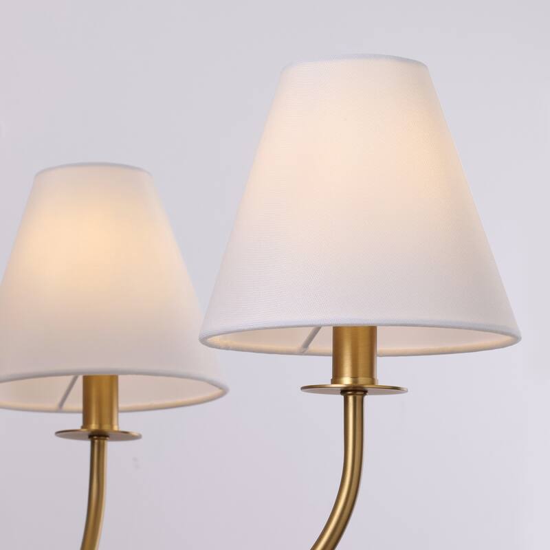 Farmhouse Wheel Chandelier Mid-century Pendant Fixture with Fabric Shades for Interior Lighting