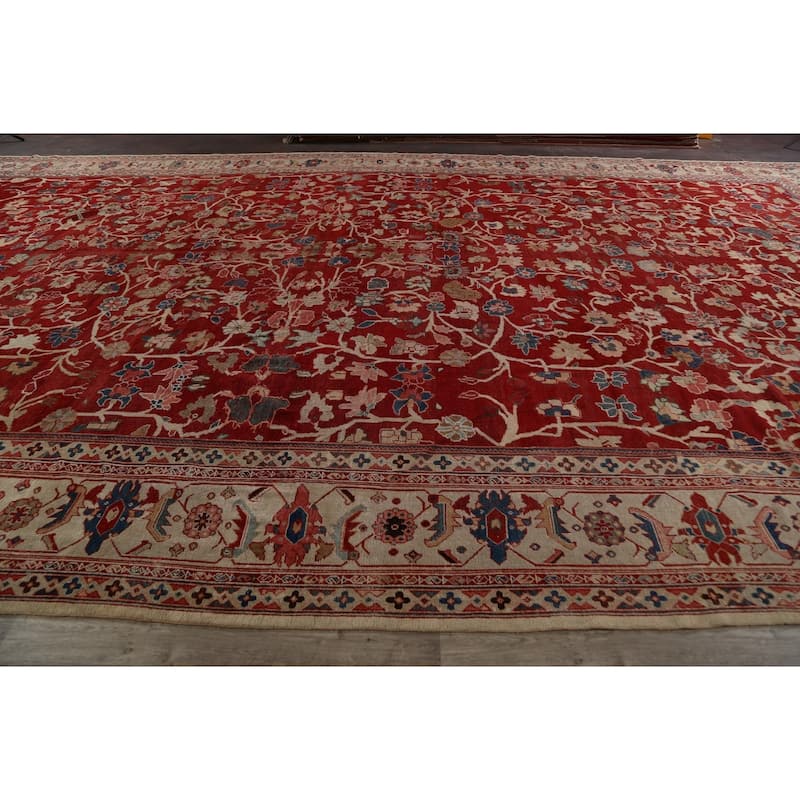 Pre-1900 Vegetable Dye Sultanabad Ziegler Persian Area Rug Handmade - 13'6" x 23'6"