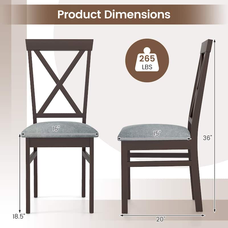 Gymax Modern Dining Chairs Set of 2 w/ Rubber Wood Frame Hollowed