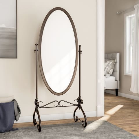 Linon Angelica 26 x 63-inch Metal Oval Cheval Mirror