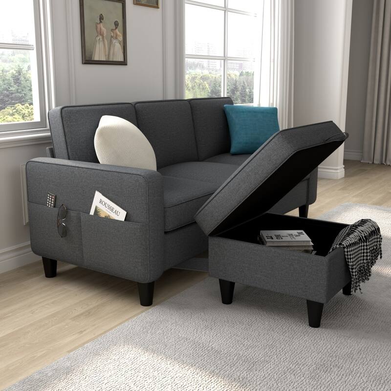 L-shaped design Sofa 3 Seater with Storage Box for the Chaise