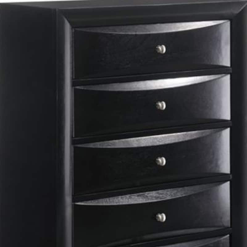 HomeRoots 32" Black Solid Wood Five Drawer Standard Chest