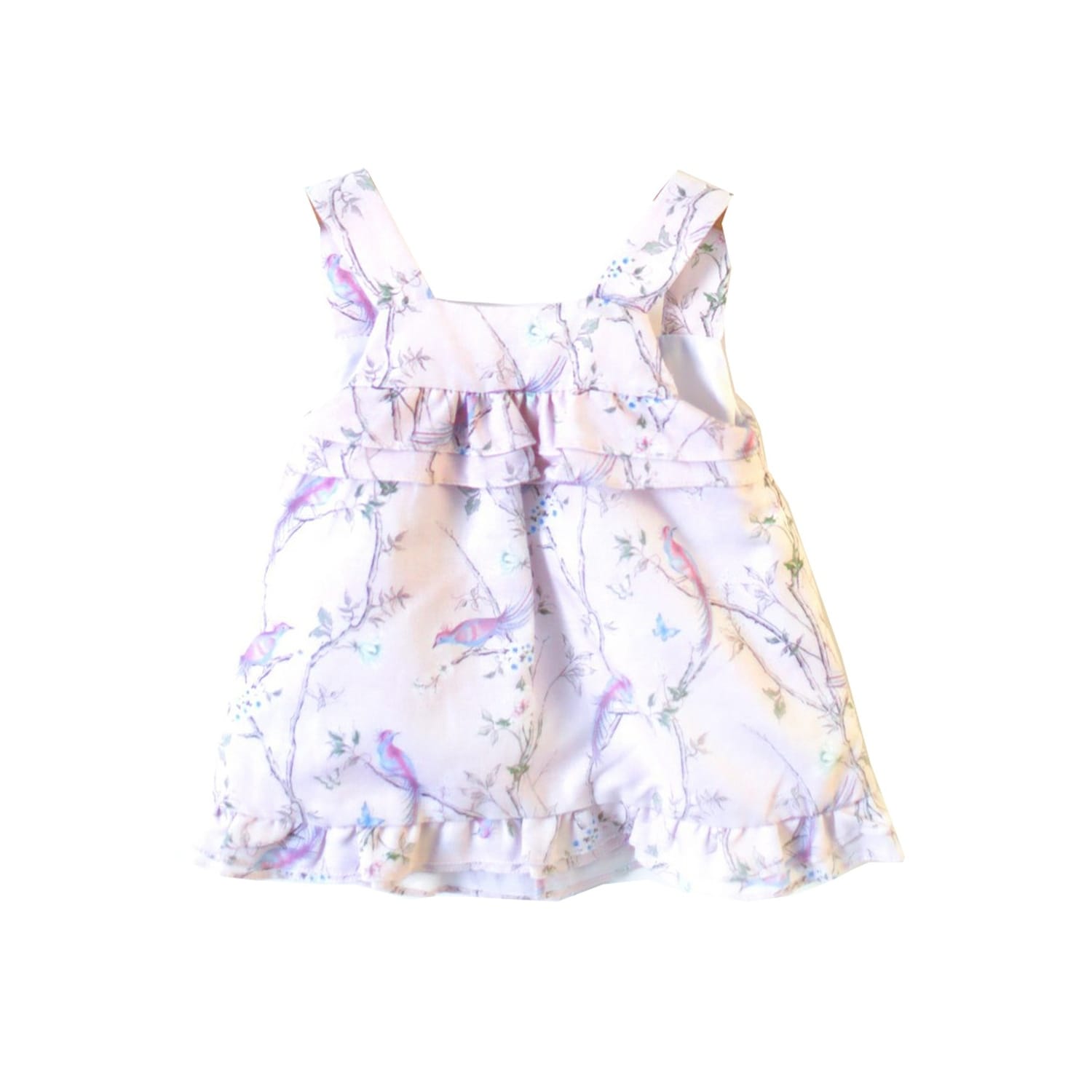 Coquelicot Little Girls Pink Floral Contrasting Ribbon Fiji Bamby Dress 2T-6