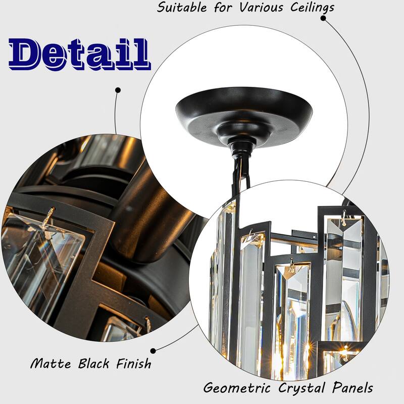 10-Light 18" Wide Modern and Contemporary Luxury Black Metal with Clear Crystal Chandelier for Dining Room, Living Room