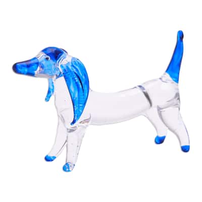 Novica Handmade Intuition Dachshund Handblown Glass Figurine