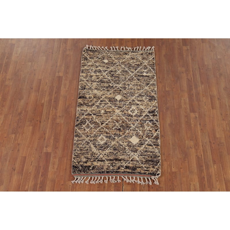 Trellis Plush Moroccan Accent Rug Handmade Wool Carpet - 3'0" x 5'5"